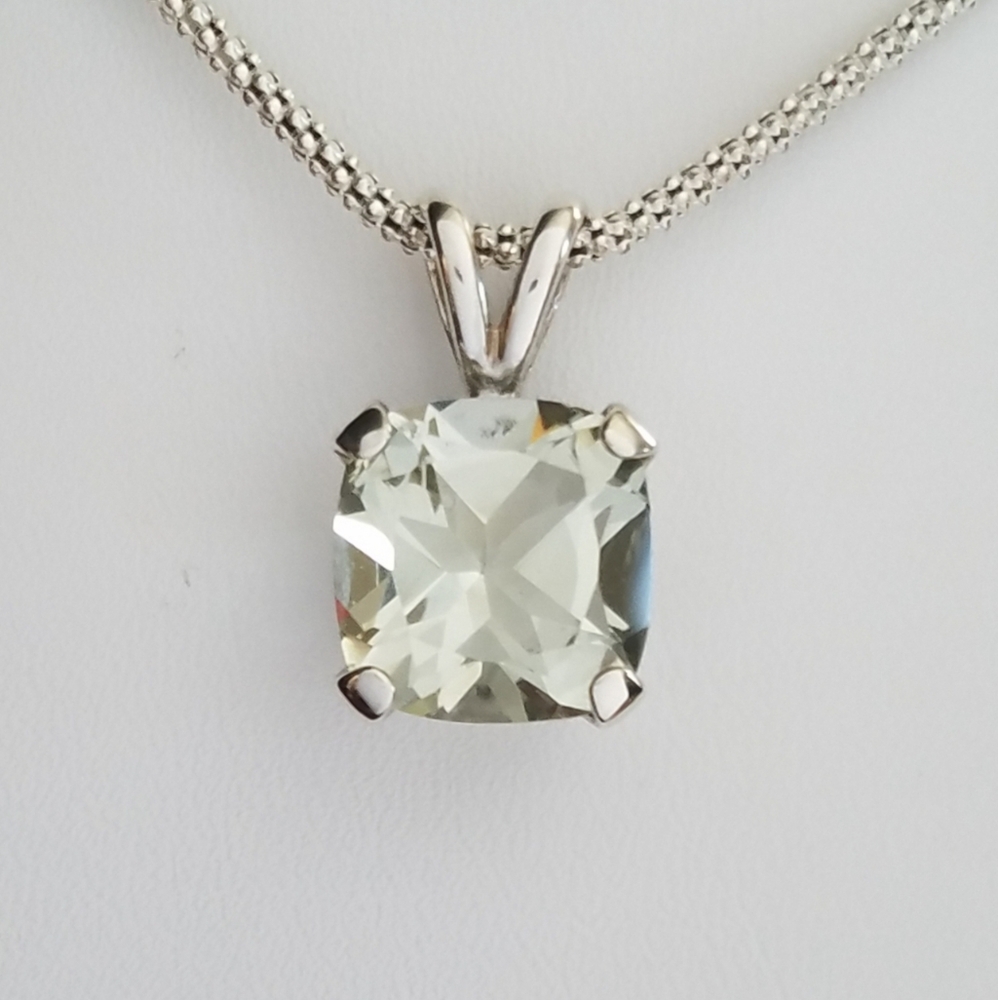SOLD-Handset Green Amethyst Sterling Silver Pendant